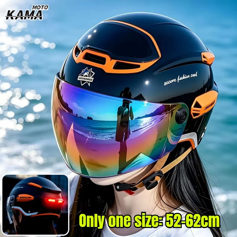 Dual Visor Motorcycle Racing Helmet - 여름 빈티지 오토바이 헬멧 조절 가능한