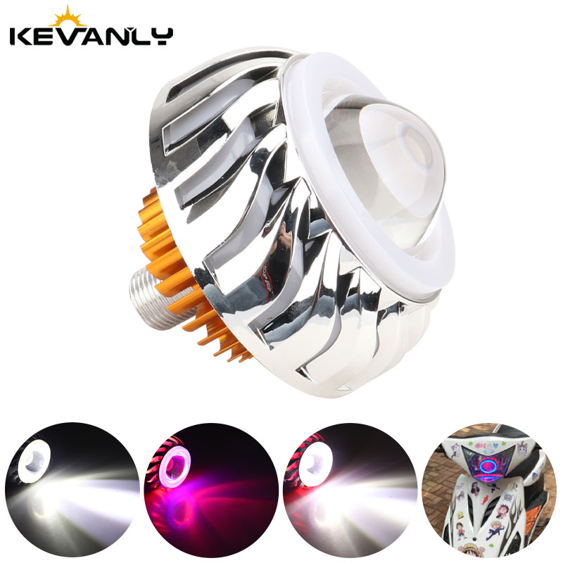 1pcs 자동차 오토바이 헤드 라이트 듀얼 LED 천사 - Universal Motorcycle Led Headlight Projector 리뷰 및 가격