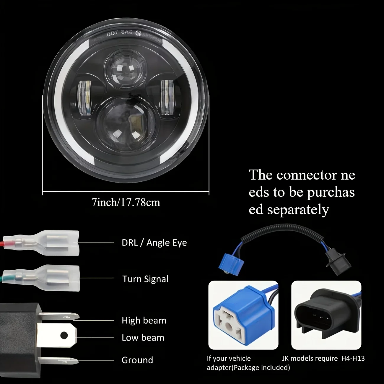 50W, 7인치(17.78cm), LED 엔젤 아이 헤 - Universal Motorcycle Led Headlight Projector 리뷰 및 가격